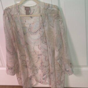 Chico's Summer Sheer Cardigan 3/4 Sleeve Size 18